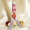 Lumânare pentru Paște și Înviere ALLELUIA, sculptată manual alb-roșu cu auriu, medalionul Învierii și panglici Hristos a înviat