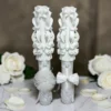LUXURY — Set 2 lumanari nunta sculptate — Alb pur si argintiu — detaliu 2