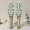AURELIS — Set 2 lumanari nunta personalizate — verde salvie și auriu — detaliu 2 AURELIS — Set 2 lumanari nunta personalizate — verde salvie și auriu — detaliu 2