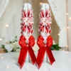 RUBELLE — Set 2 lumanari nunta sculptate, rosu si alb