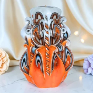 ARCADIA Major — Lumânare decorativă sculptată PREMIUM, Chihlimbar Glorios — detaliu 3