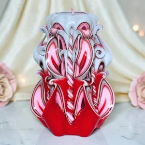 ARCADIA Major — Lumânare decorativă sculptată PREMIUM, Vermillion Luxe — detaliu 3