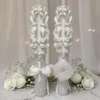 LUXURY — Set 2 lumanari nunta sculptate — Alb pur si argintiu — detaliu 3