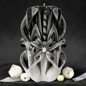 OBSIDIA Major – Lumânare comemorativă sculptată PREMIUM, alb și negru