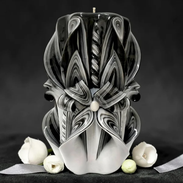 Obsidia Major OBSIDIA Major – Lumânare comemorativă sculptată PREMIUM, alb și negru